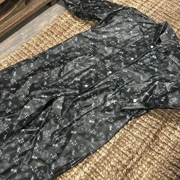 Voguemont‎ Vintage Mens Graphic Printed Long Rain Coat Size Large